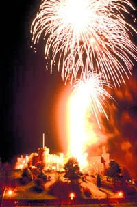 Fireworks explode over Inverness castle